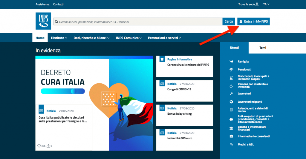 1.1 Istruzioni richiesta bonus indennità 600 euro INPS 1